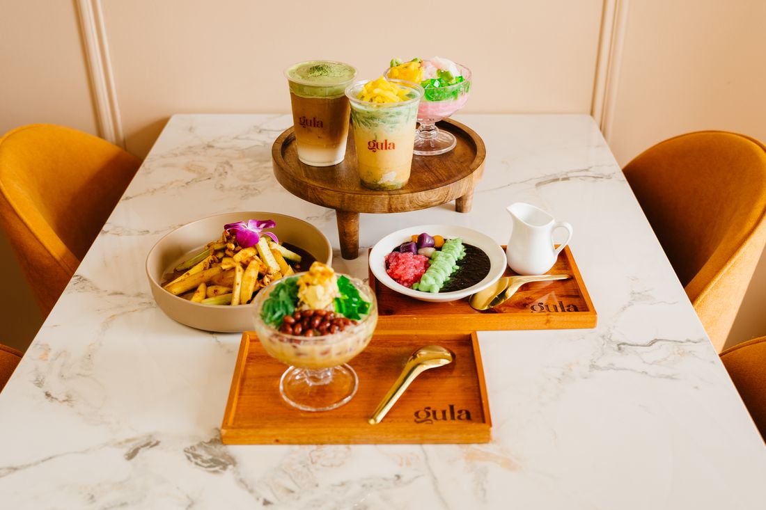 A full table spread of gula desserts